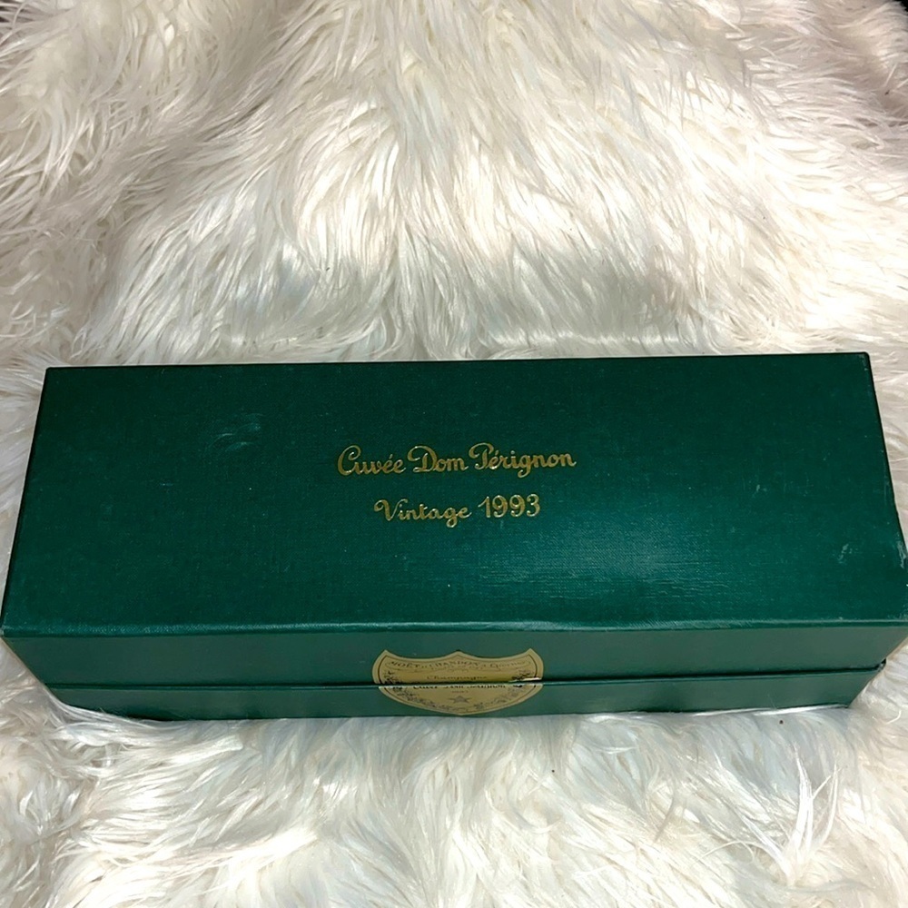 Vintage 1993 Cuvee Dom Perignon. Empty bottle and box included.